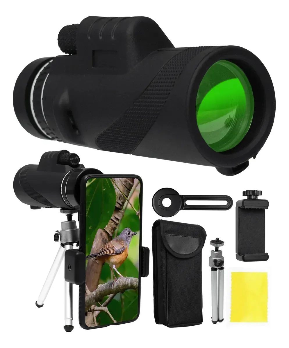Telescópio monocular portátil 40x60 +tripé e suporte para telf