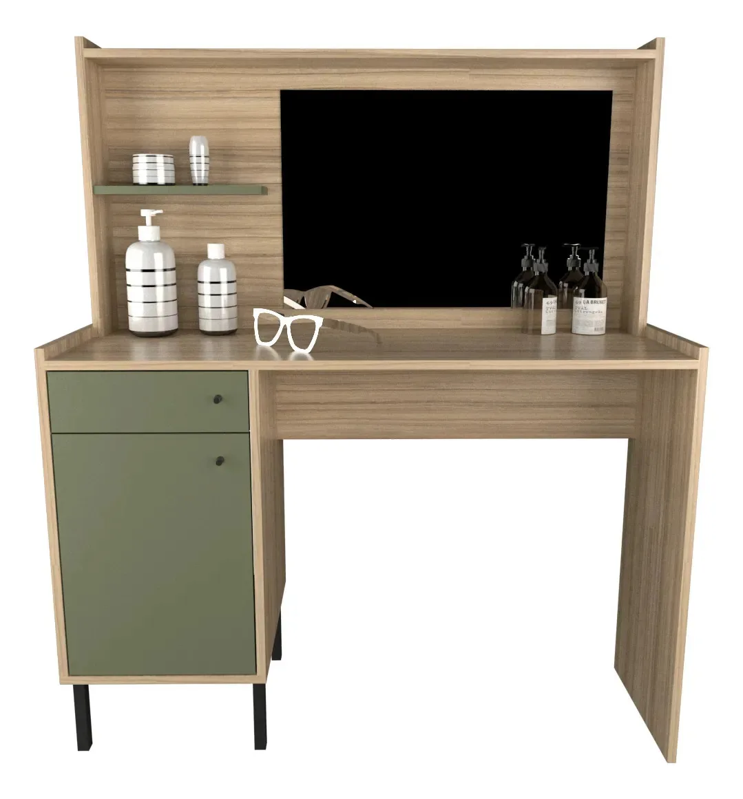 Mesa de maquiagem Vanity com elevação e espelho de 1 metro de comprimento Coco Bolo/Safari