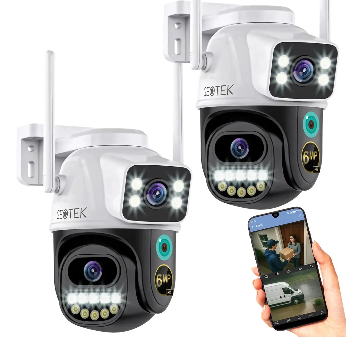 Kit de câmera de segurança noturna externa Geotek Ip Wifi Double Dome X2