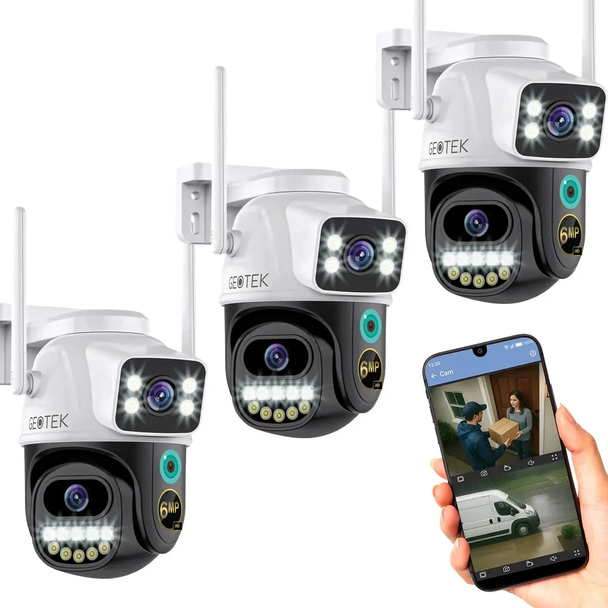 Kit de câmera de segurança noturna externa Geotek Ip Wifi Double Dome X3