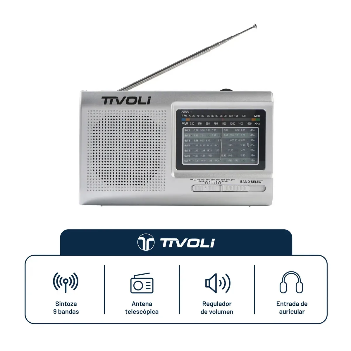 Rádio portátil Tivoli Rpt-100 | 9 bandas Am/FM/Sw