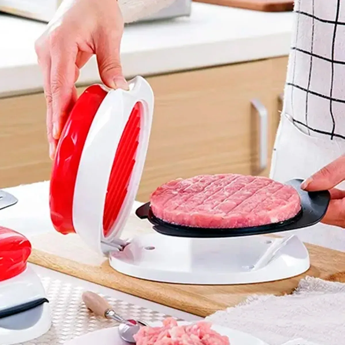 Molde de hambúrguer de espessura ajustável vermelho