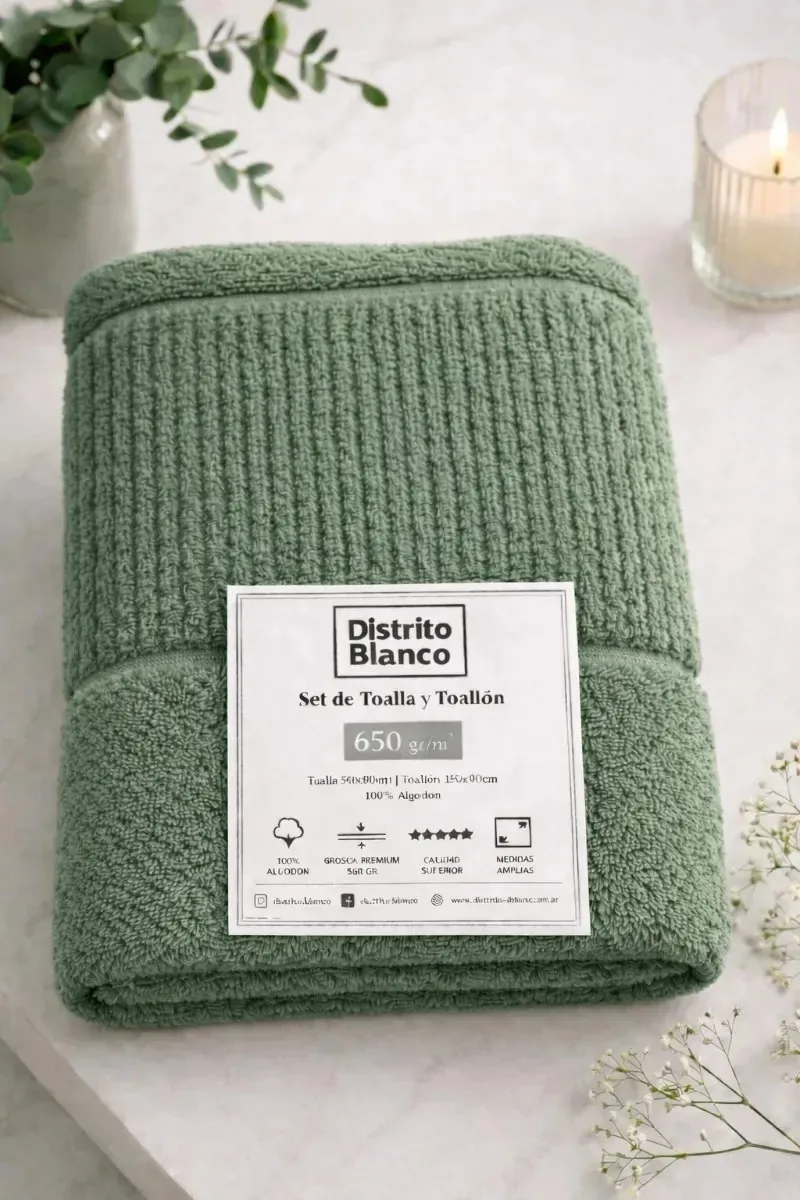 Conjunto de toalhas e toalhas de hotel 100% algodão Db 650 Gr - verde