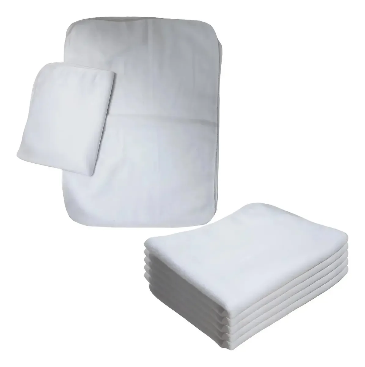 Pacote Com 10 Panos Limpeza Flanela Branca Lava Car 40x33cm Branco