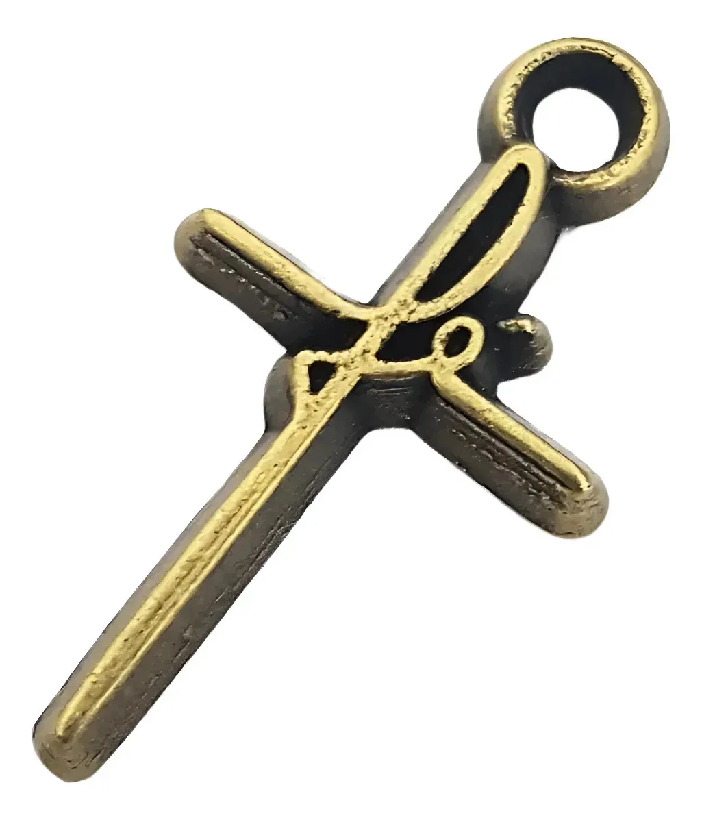200 Pingentes Crucifixo Fé Cor Prata Montagem De Bijuterias Cor Dourado-escuro