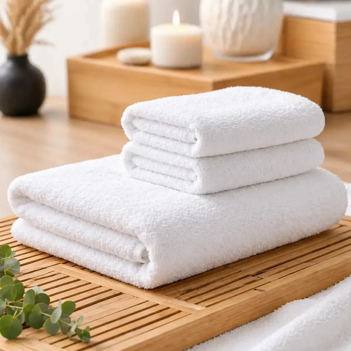 4 conjuntos de toalhas e toalhas de spa Danubio, 100% algodão, branco, branco, spa