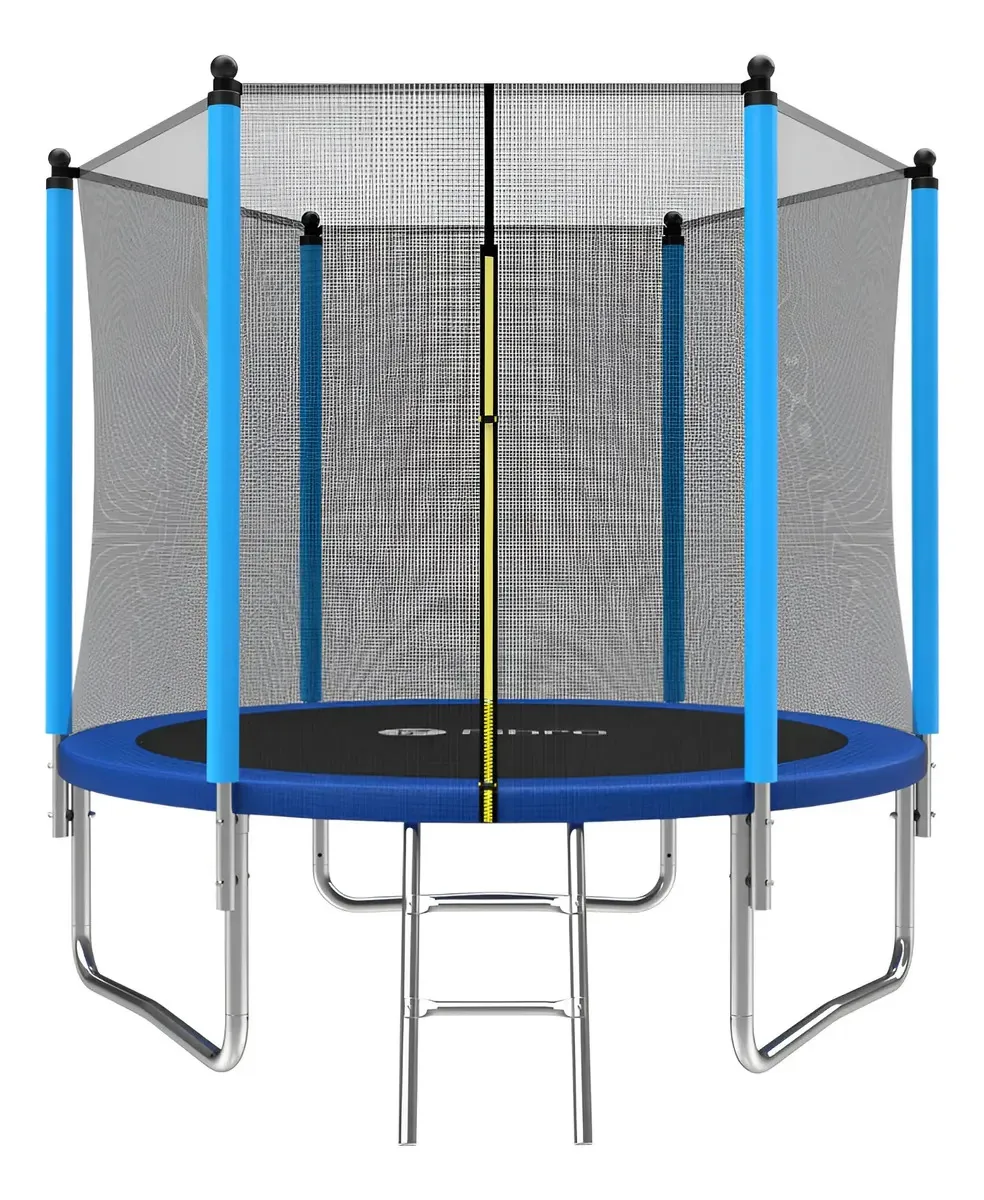 Cama elástica de 244 cm com escada multicolorida