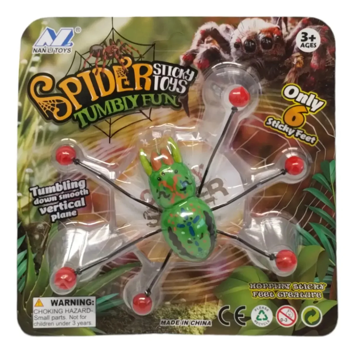 Brinquedo verde Sticky Spider Spider com pernas pegajosas