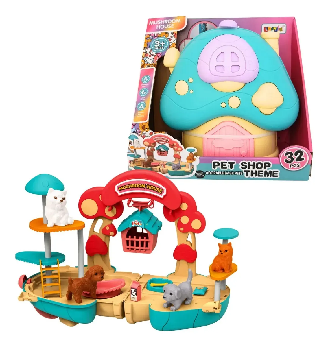 Mala Casa Fungo Pet Shop Brinquedos com água para animais de estimação