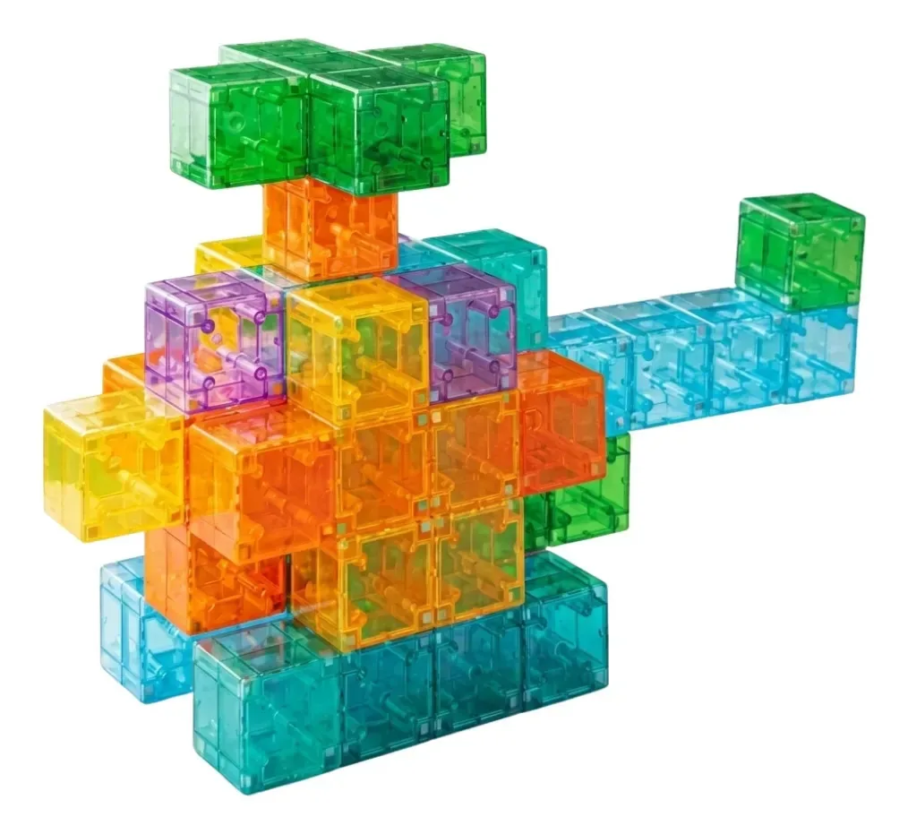 Blocos de cubos magnéticos coloridos para montagem de 48 peças e 48 cubos