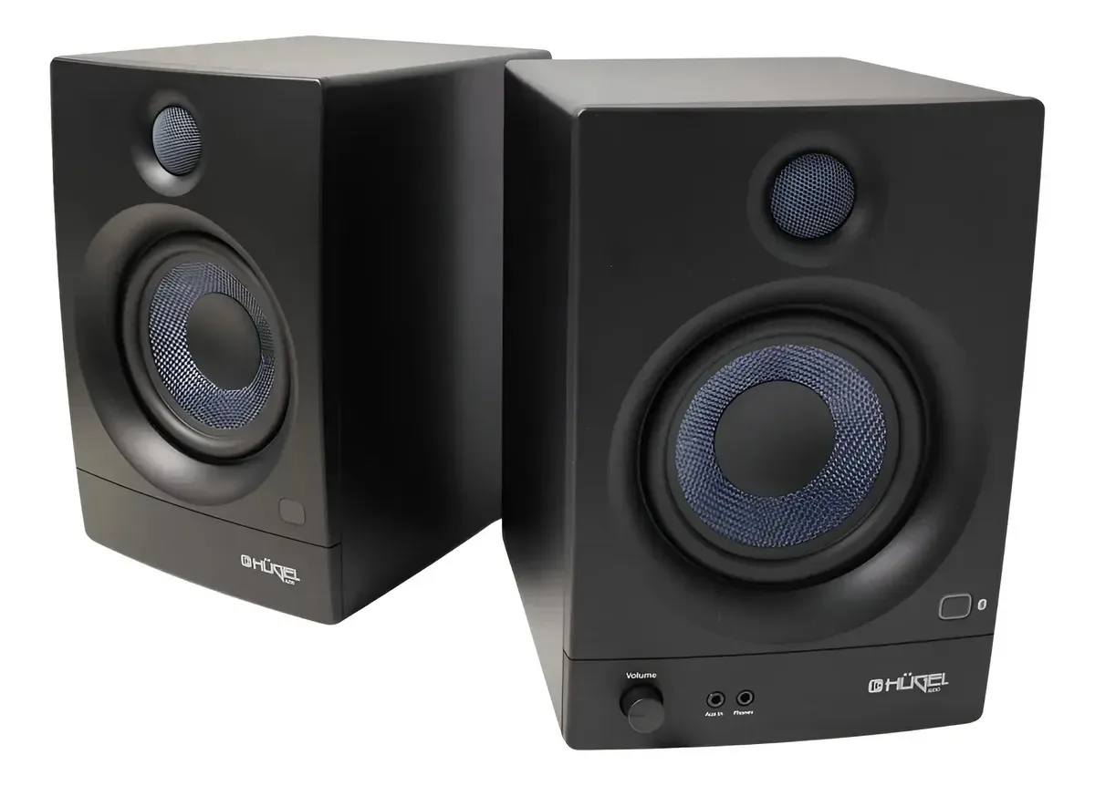 Par de monitores de estúdio Bluetooth passivos e ativos Hugel 70w pretos