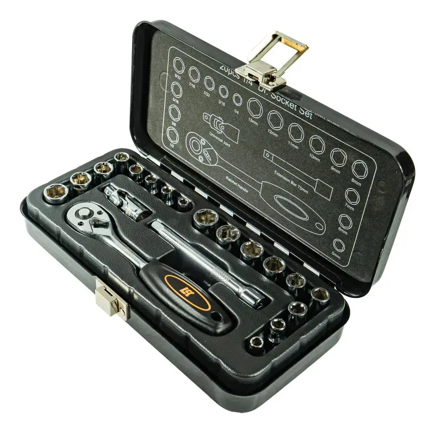 Conjunto de 20 peças de chaves e acessórios Lusqtoff Black de 1/4"