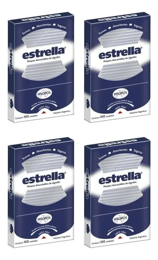 Pacote X4 Cotonetes Flexíveis 100 Unidades Estrela