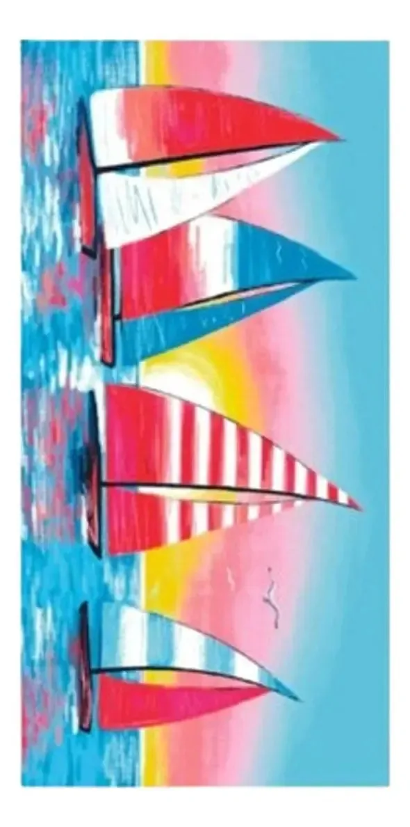 Toalha De Praia Estampada 100% Microfibra Rozac Boats