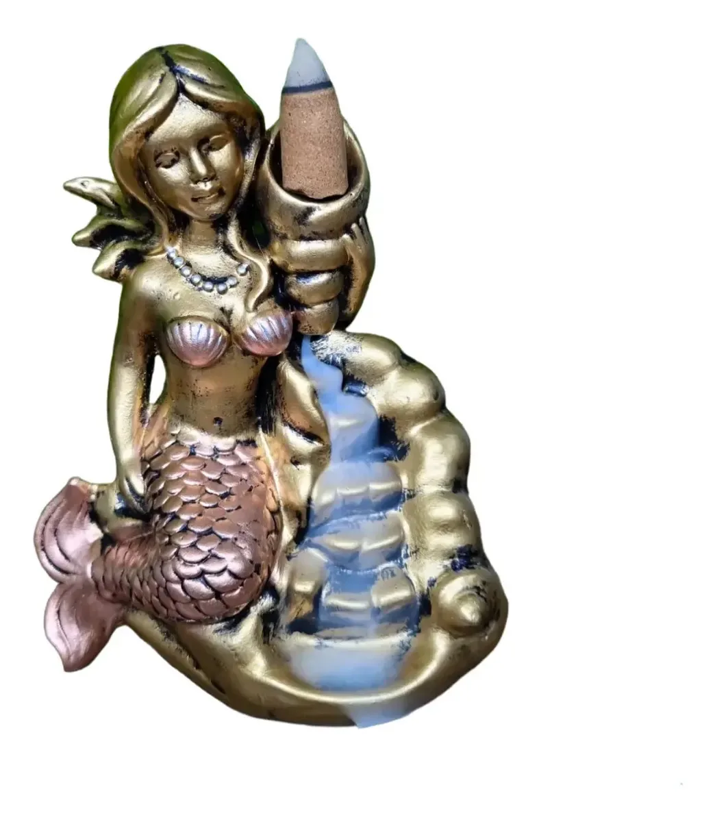 Porta-incenso sereia dourado Stillo Decor&Home Grupo Stillo Decor&Home Cascata e Vareta Sereia x unidade