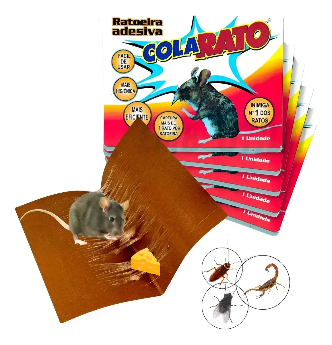 5 Pçs Ratoeira Adesiva Cola Armadilha Pega Rato E Insetos