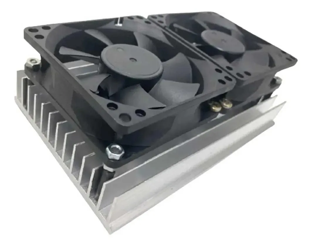 Dissipador Calor Alumínio 104x25mm C/ 18cm + 2 Coolers 12v