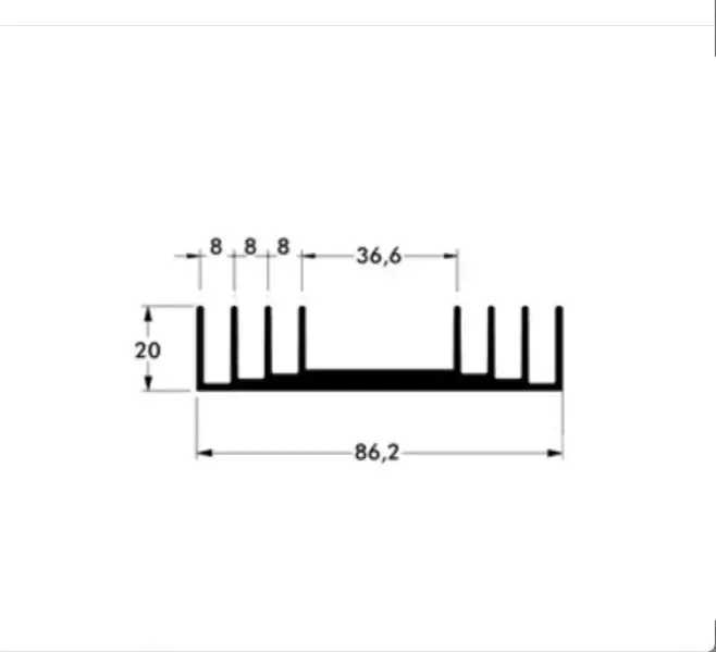 Barra Dissipador Calor Aluminio 8,62cm Largura C/ 30cm 2pç