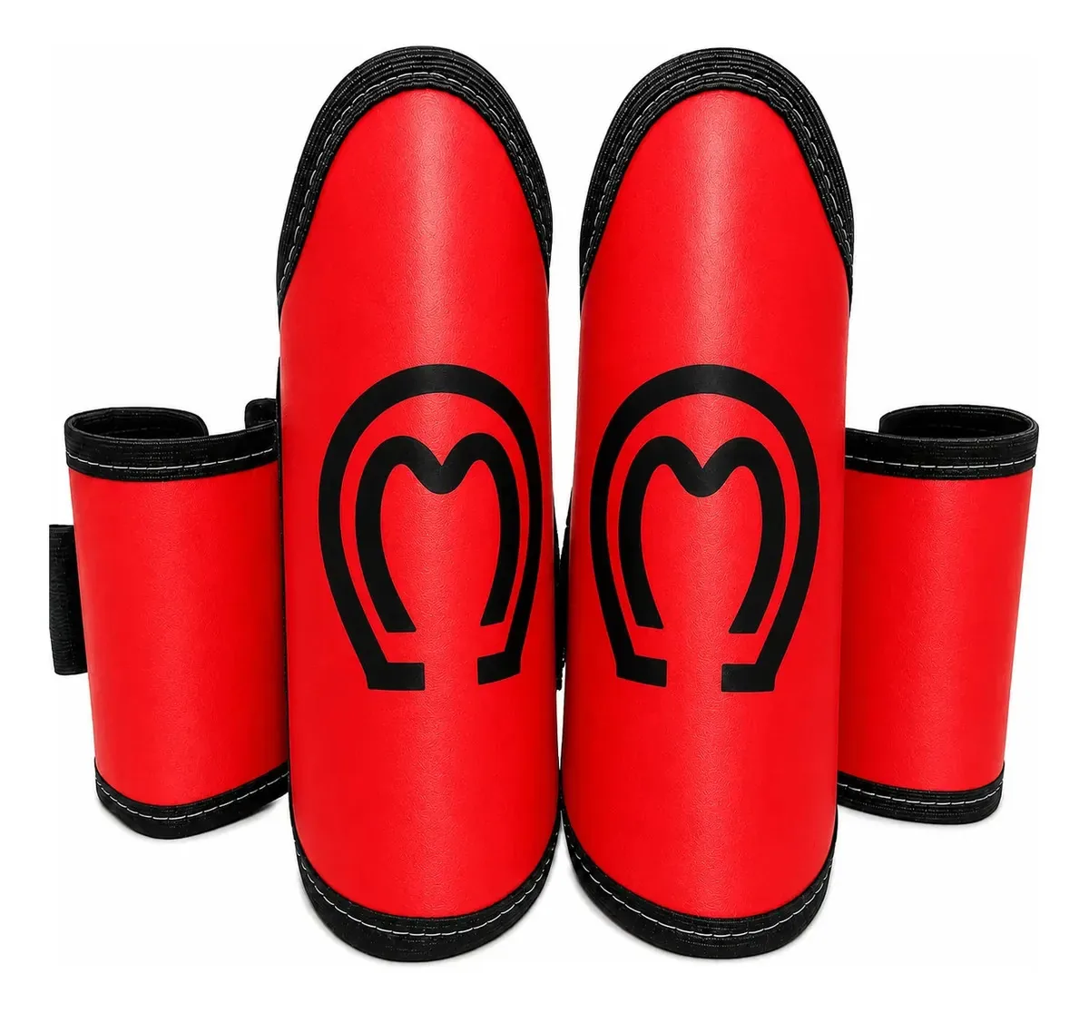 Caneleira Para Cavalos Reforçada 4 Peças Mangalarga Vermelho 24 Cm
