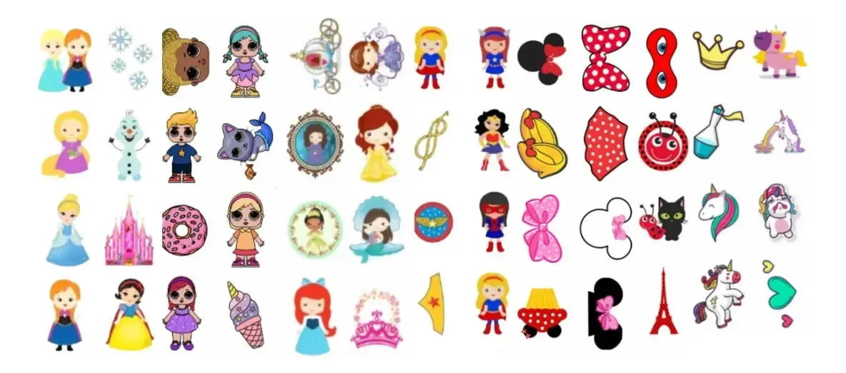 224 Tatuagens Temporária Infantil Menina Tema Variados Festa Fúcsia Meninas
