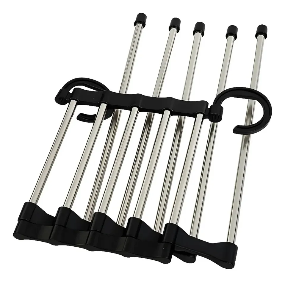 Cabide Multifuncional Metal Retrátil 5 Varetas Para Calças Cor Preto