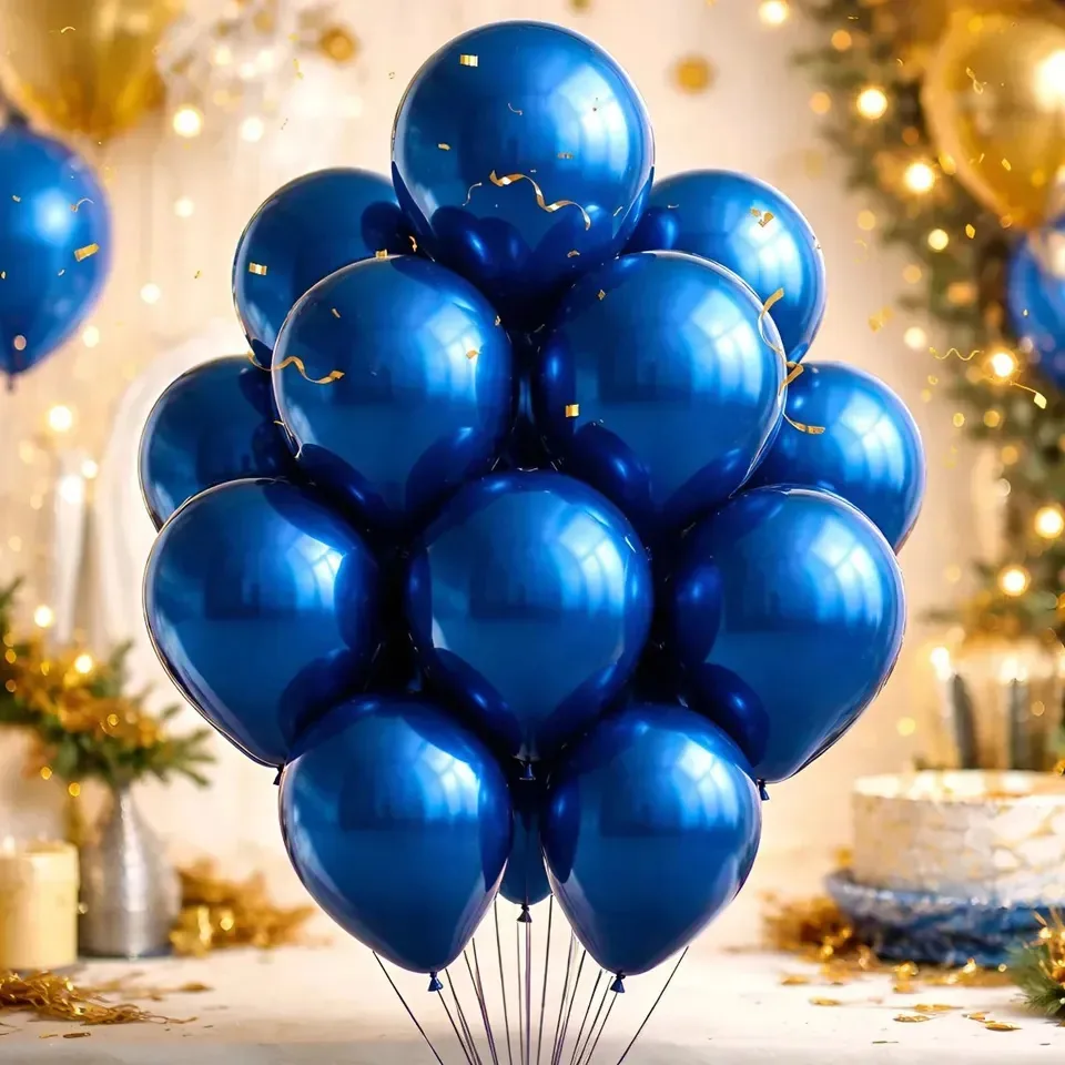 50 Bexigas Metalizadas Balões Decorativo De Festas E Eventos Azul
