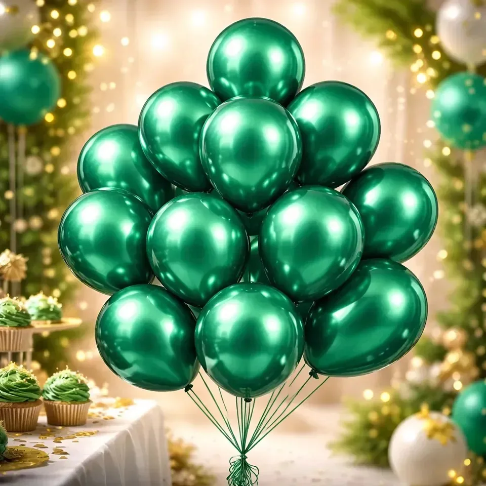 50 Bexigas Metalizadas Balões Decorativo De Festas E Eventos Verde