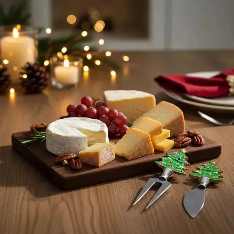 Conjunto Faca E Garfo De Natal P/ Petiscos E Queijos Gourmet Arvore-arvore