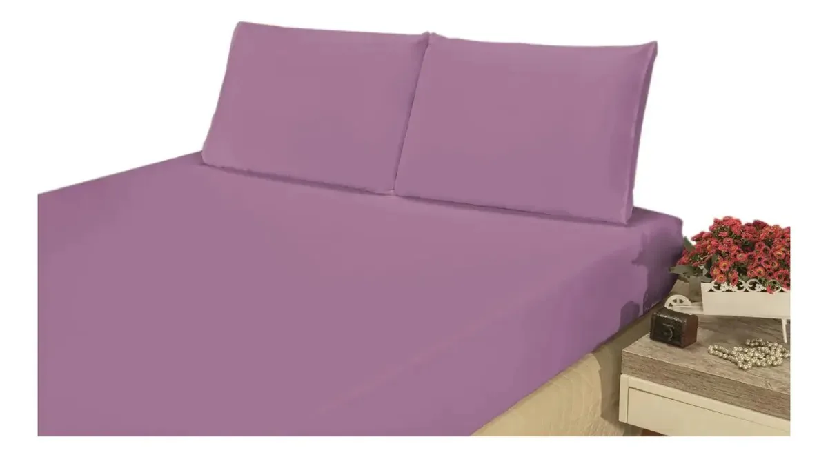 Jogo Cama Casal Microfibra Bianca Toque Macio 3 Pç - Lilás