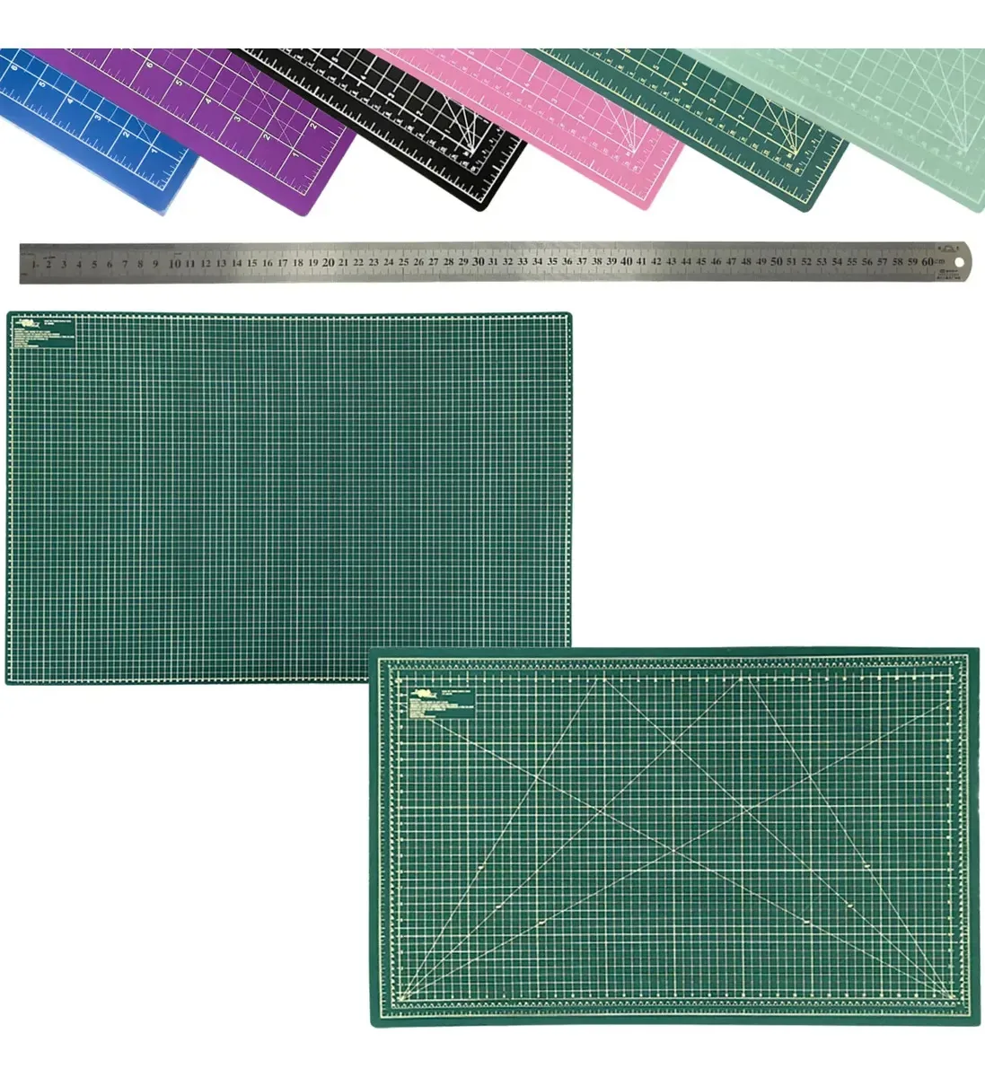 Base De Corte Placa Grande 90x60 Patchwork Scrap + Régua 60 Cor Placa De Corte Verde