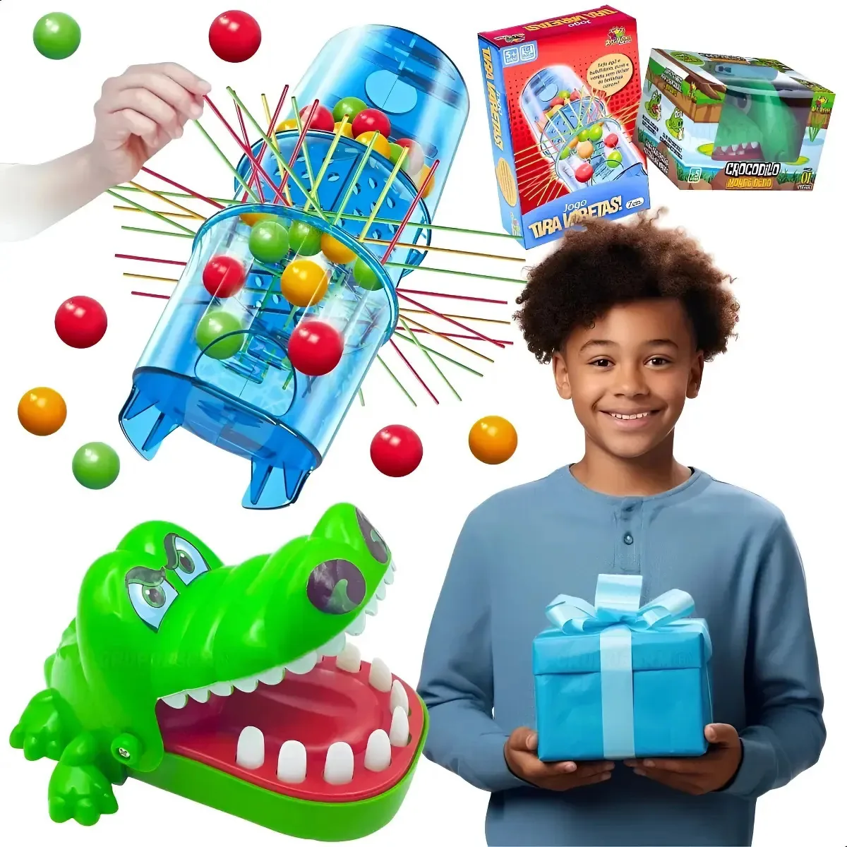 Jogos Infantis Crocodilo Morde Dedo + Tira Varetas Presente