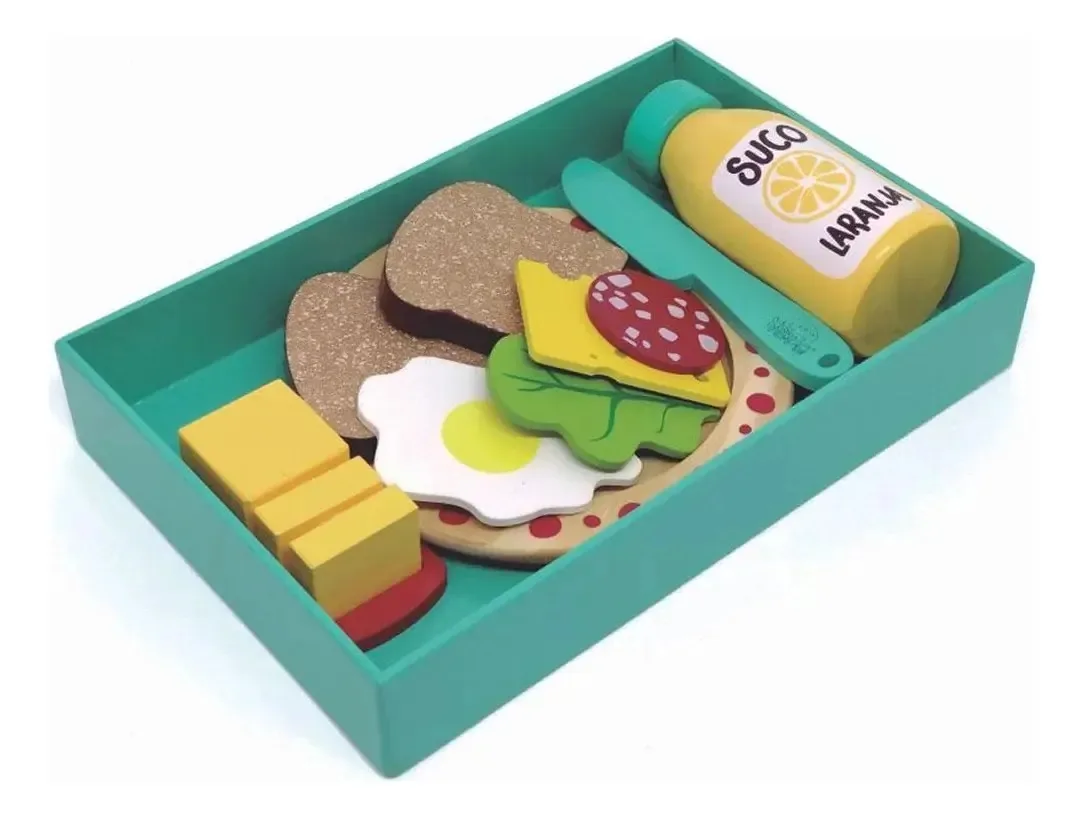 Coleção Comidinhas Kit Lanche Brinquedo Infantil Em Madeira