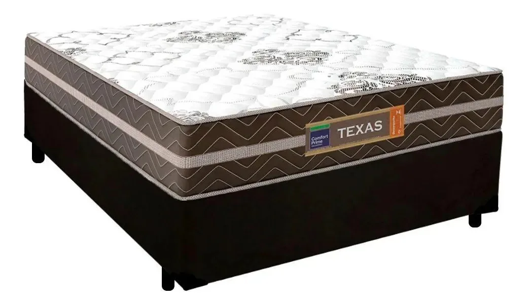 Box Casal Suede Colchão Molas Texas 138cm Preto Preto