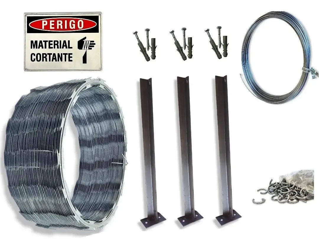 Kit Cerca Concertina Para Muro Portão Cerca 30cm - 30m