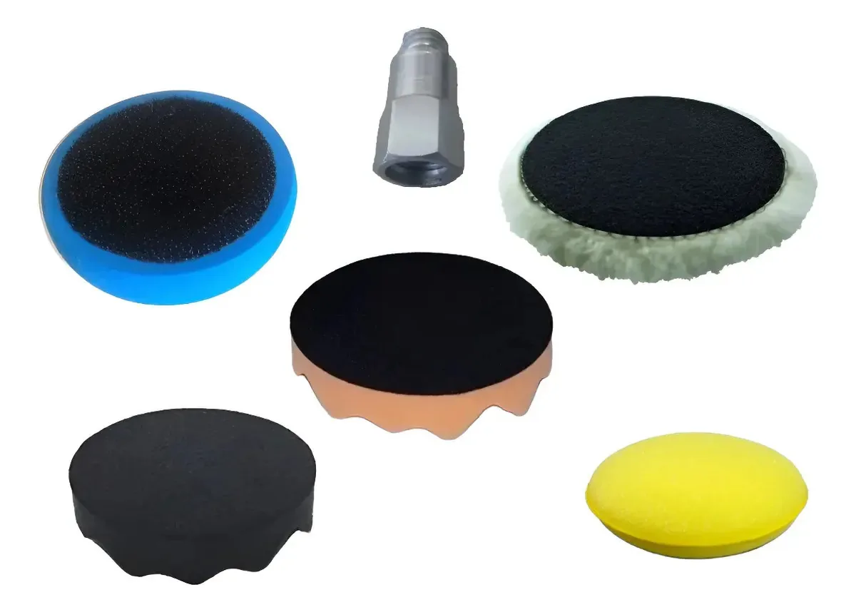 Kit Boinas De Polimento Lã E Espuma 5 Polegadas C/ Suporte