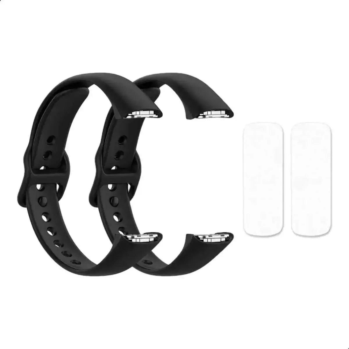 2 Pulseiras + 2 Películas Para Samsung Galaxy Fit Sm R370 Cor Preto/Preto