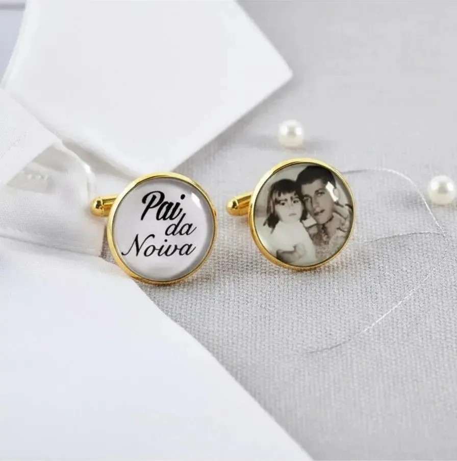 Abotoaduras Personalizadas Folheada Ouro Para Camisa Social Dourado