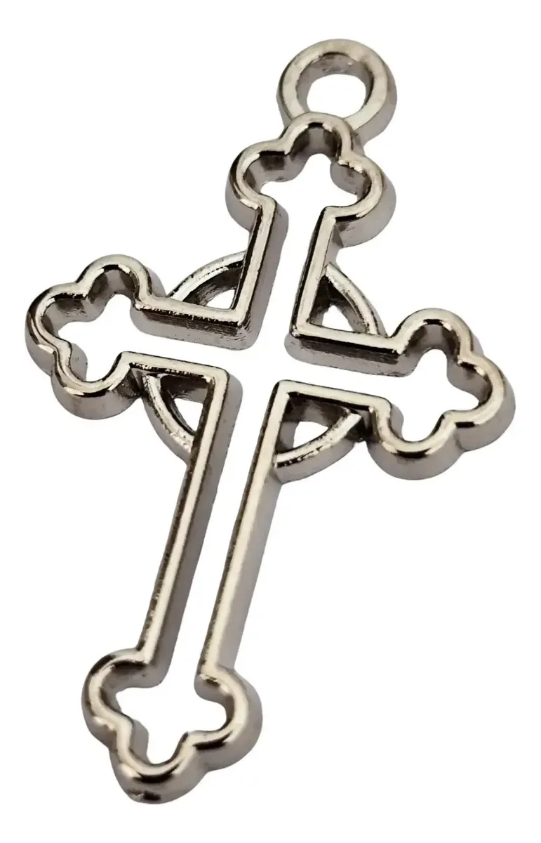 25 Crucifixos Pingente Para Montagem De Terços E Artesanatos Cor Níquel