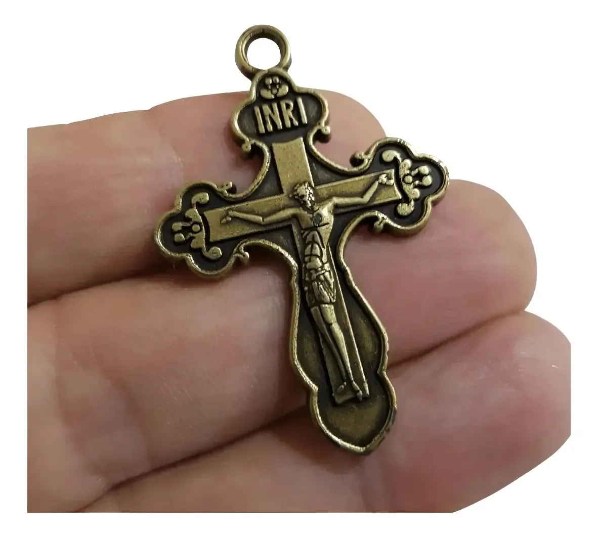 20 Crucifixos De Metal 4,5cm Para Montar Terços E Bijuterias Cor Modelo 1 Ouro Velho