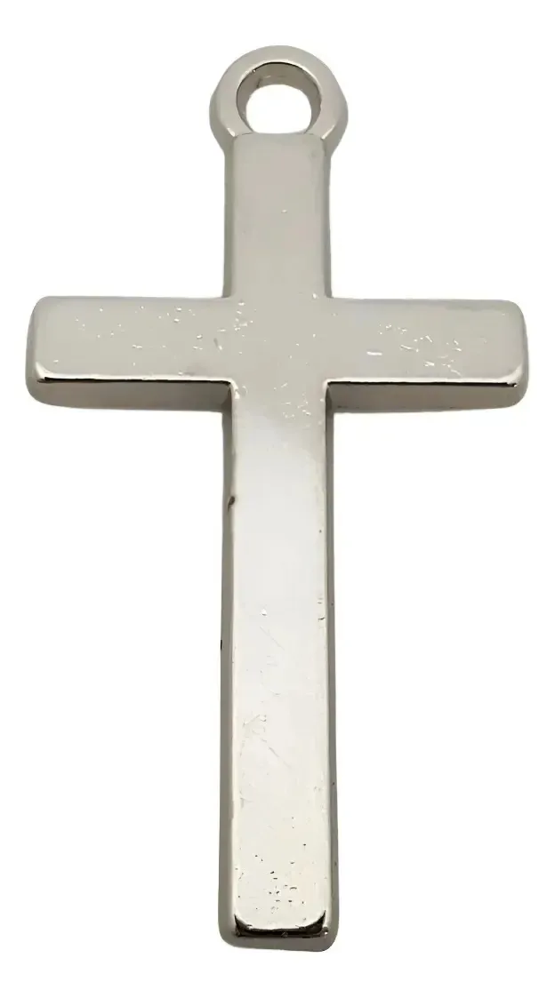 25 Pingentes Crucifixo P/ Montagem De Terços E Bijuterias Cor Cruz Niquel