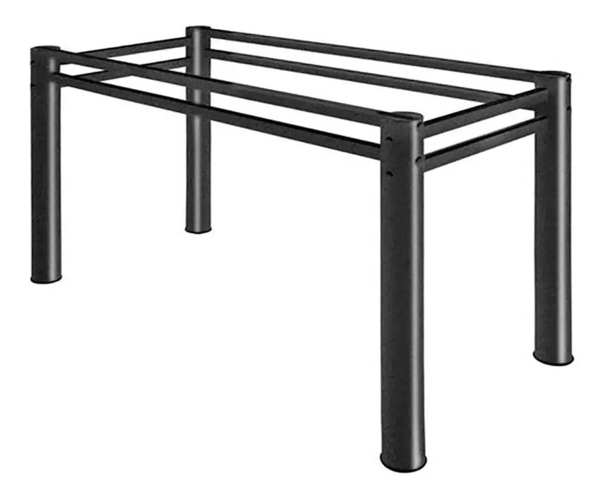 Base Mesa Retangular 1,20 Madeira Vidro Granito Preto