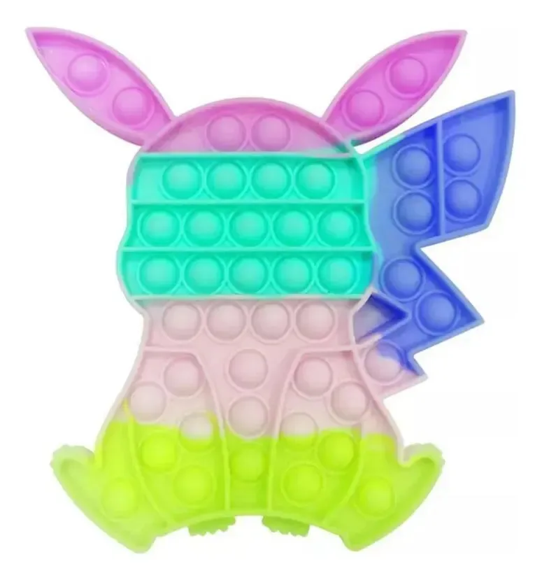 Big Pop It Fidget Toy Pop Bubble Pikachu Chiclete Pokémon Multicolorido (pastel)