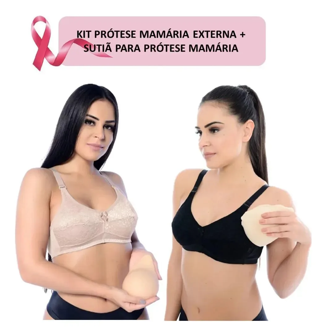 Kit Prótese Mamária Externa + Sutiã Para Prótese Mamária