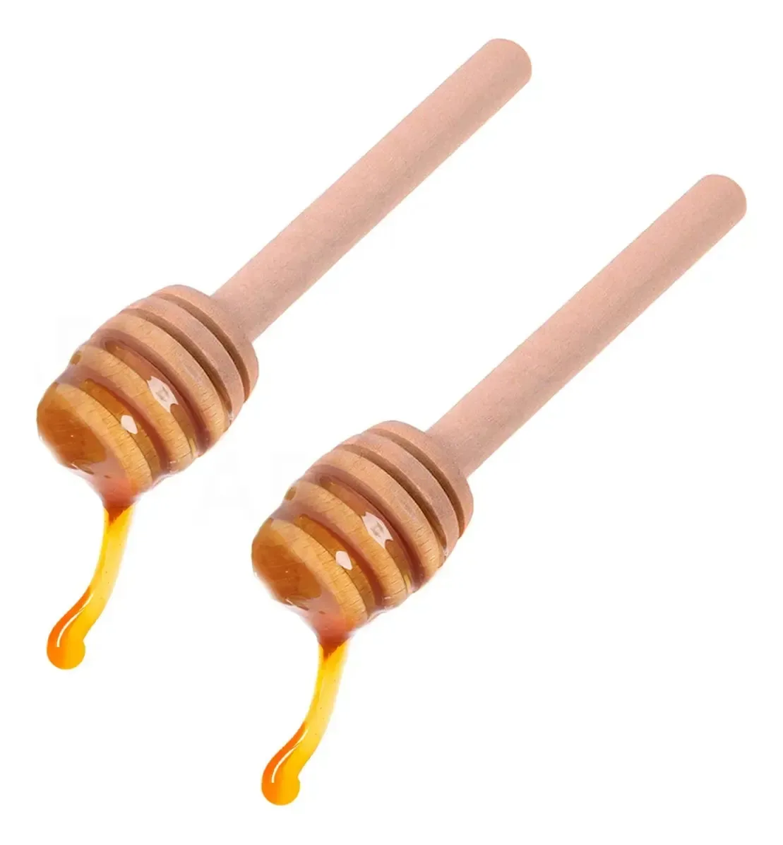 2 Colheres P Mel De Madeira Dipper 8 Cm Pega Mel Apicultura Marrom-claro