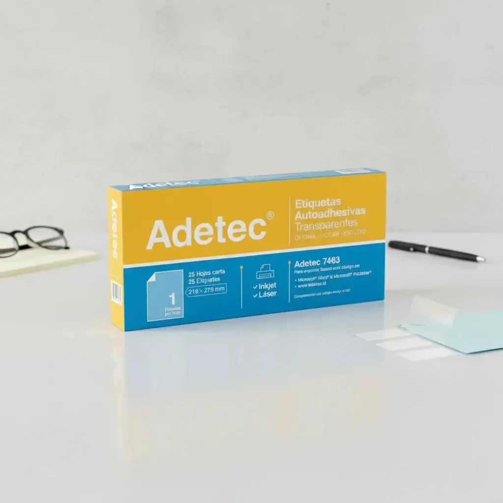 Etiquetas autoadesivas transparentes, 25 folhas, impressoras