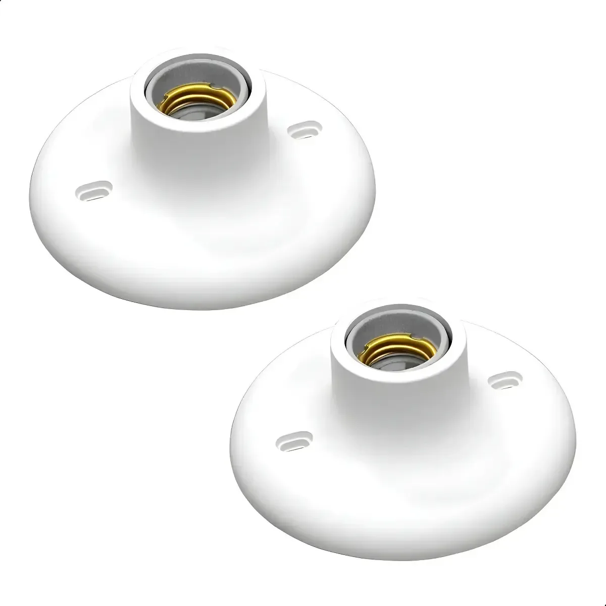 2 Soquetes Para Lâmpada Plafonier Branco De Louça Reforçado Branco