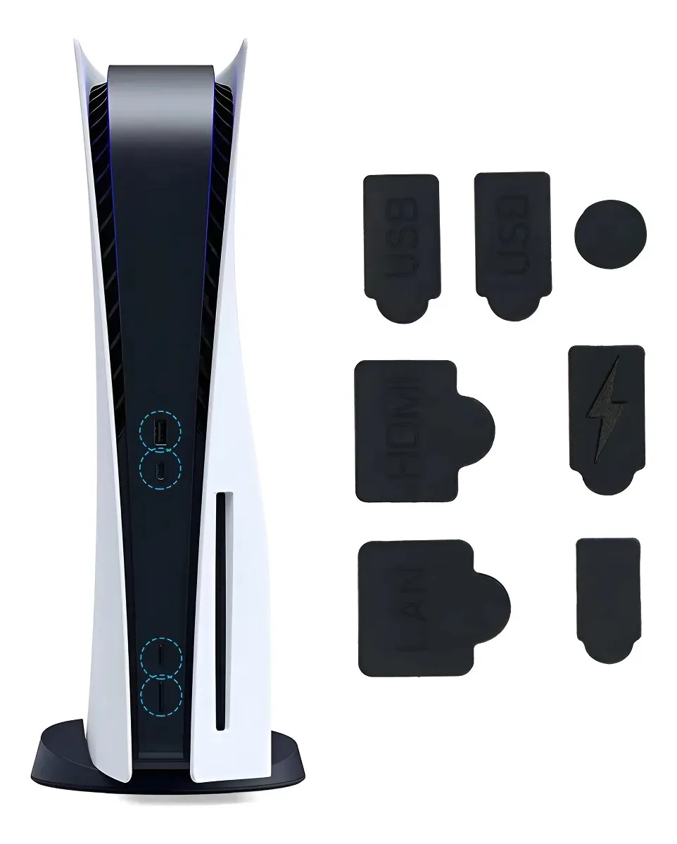 Protetor Poeira Portas Usb Borracha Para Playstation 5 Ps5 Cor Preto