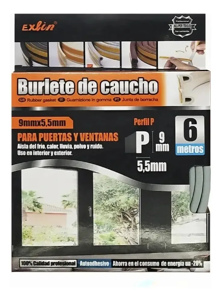 Portas autoadesivas de vedação de borracha de perfil P e perfil P cinza para janelas 6 M