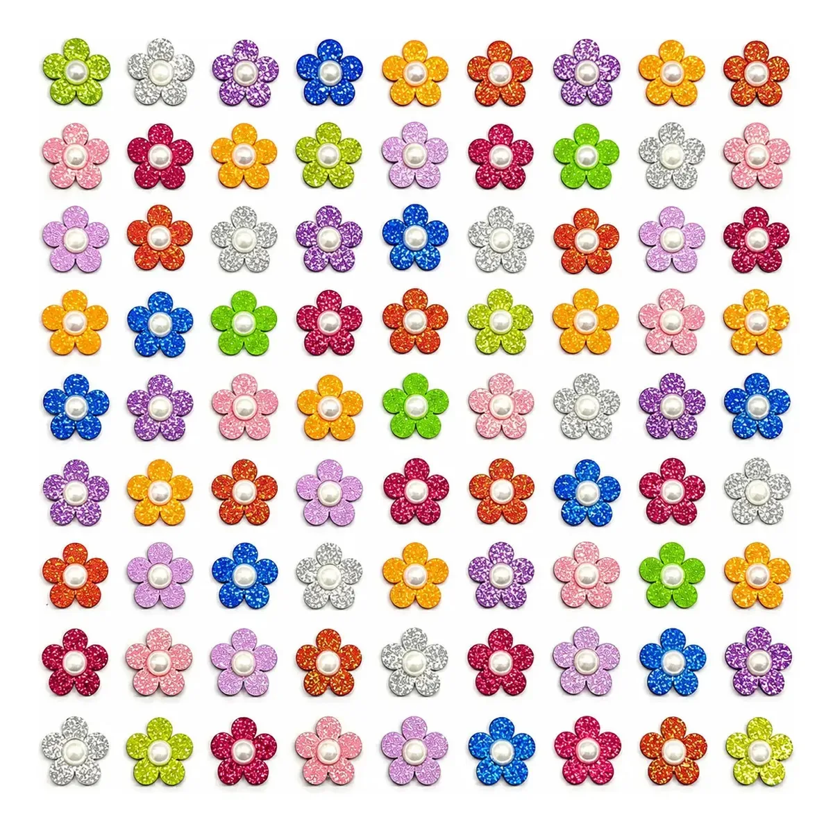 10 Adesivos Flor Pérola Eva - Banho Tosa Cão Pet Shop