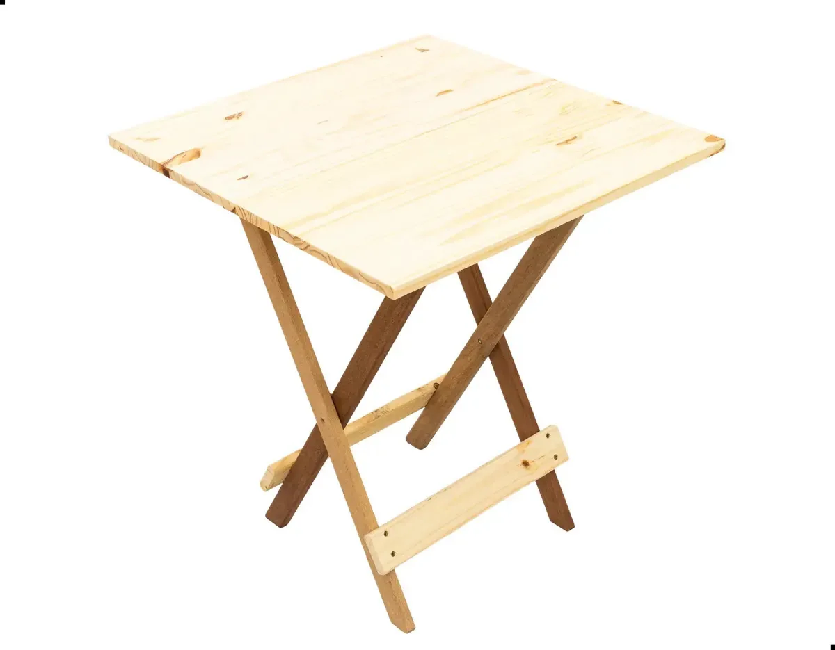 Mesa De Madeira Para Jardim/casa 70x70 Dobrável Pinus Napoli Cor Natural